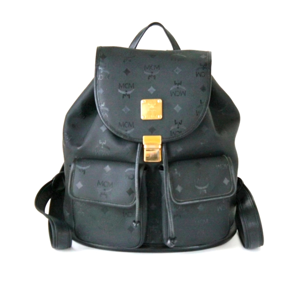MCM Black Backpack with Vintage-Inspired Design